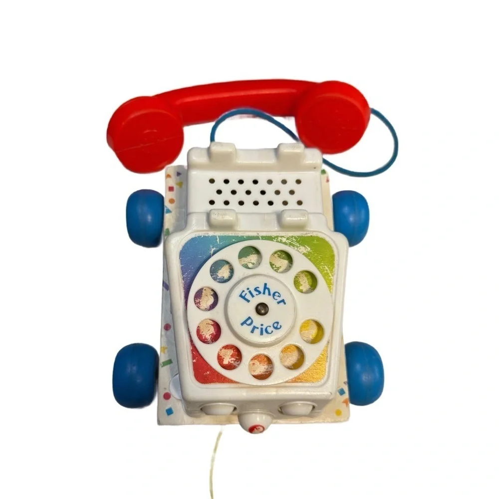 Vintage Fisher-Price Colorful Chatter Phone Toy - Red and Blue 1961